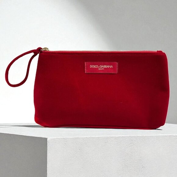 Dolce & Gabbana Handbags - Dolce & Gabbana Red Velveteen Clutch Make-Up Beauty Bag